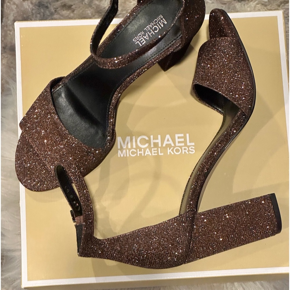 Michael Michael Kors Sandal Heels Bling ~ True to size 7.5 / - Picture 2 of 9